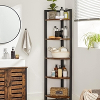 VASAGLE Biblioteca de colt cu 5 etaje, cadru metalic, 150x30x30cm, stil industrial maro rustic si negru