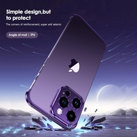 Husa Metalica Edgeless Compatibila cu iPhone 16 Pro, Vafy, Protectie pentru Colturi si Camera, Aliaj Aluminiu, Antisoc, Antizgariere, Mov