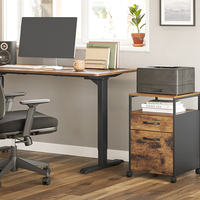 VASAGLE Dulap mobil tip rollbox pentru birouri, cu 2 sertare, stil industrial, 44x42x67cm, maro rustic