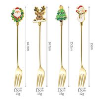 Set 4 Furculite, Flippy, Tema Craciun, Model Carry The Merry, 4 Modele, din Otel Inoxidabil, 19.5 x 16 x 2 cm, Multicolor
