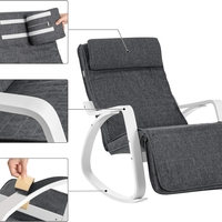 SONGMICS Scaun balansoar din lemn, suport picioare reglabil, maxim 150kg, 67x115x91cm, gri si alb
