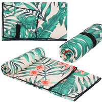 Prosop de plaja cu uscare de rapida, husa de transport, 90x180cm, model floral