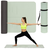 Saltea yoga antiderapanta din TPE, 183x61x0.6 cm, cu curea transport, verde