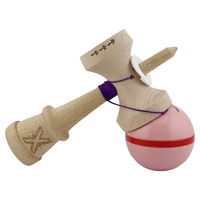 Kendama X Originala Silken, Profesionala, Flippy, Cupe Mari KING SIZE V3, Super Sticky, Gaura in Baza, Rulment Metalic, din lemn 18 cm, Ata 62/65 cm, Roz