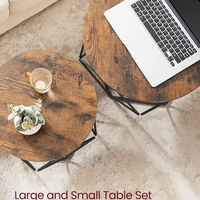 VASAGLE Set de 2 mese de cafea, stil industrial, 50x40cm si 40x36cm, maro rustic si negru