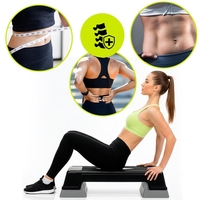 Step aerobic fitness reglabil 2 niveluri, PP, maxim 350 kg, 73x29x18 cm, negru gri