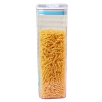Cutie de Depozitare Alimente, Flippy, tip Container, 1.9L, 10x10x30.5 cm, Recipiente pentru Cereale in Bucatarie, Transparente cu Capac Alb-Albastru