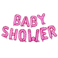 Set Baloane din Folie Metalizata, Vafy, Model Baby Shower, Litere de 40 cm, Baloane Party, Ambalaj Individual, Pai, Ata si Adeziv Incluse, Umflare cu Aer sau Heliu, Roz
