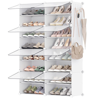 SONGMICS Dulap pentru pantofi, panouri plastic si cadru metalic, 8 module de 30x40x30 cm, pana la 32 perechi pantofi, alb