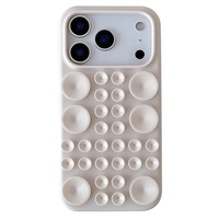 Husa cu Ventuze, Vafy, Compatibila iPhone 17 Air, din Silicon, Interior Microfibra, Crem