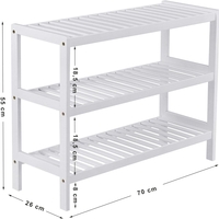 SONGMICS Raft de depozitare din bambus, cu 3 niveluri, 26x70x55cm, alb