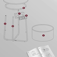 VASAGLE Masuta de cafea rotunda cu cos de stofa, statie de incarcare 2 prize si 2 USB, 45x50cm, negru