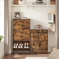 VASAGLE Dulap pantofi cu 2 usi rabatabile, din MDF, pentru 8-12 perechi, 60x24x84cm, maro rustic