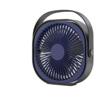 Mini ventilator pentru birou cu usb, Vafy, rotire 360 grade, 3 viteze, 1500 mA, 13.5 x 12,8, Albastru