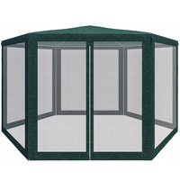 Pavilion cu plasa anti-insecte, fermoar, hexagonal, 200cm, Verde