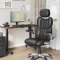 SONGMICS Scaun de birou ergonomic cu brate rabatabile, reglabil pe inaltime, suport cap ajustabil, 70x70x137 cm, negru
