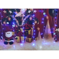 Instalatie Craciun, Tip Perdea, IP44, 12 m x 1 m, 720 LED-uri, Albastru, 8 jocuri de lumini, Transformator, Interconectabila, Prelungitor 3 m inclus, Fir transparent, Interior/ Exterior, Vafy