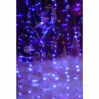 Instalatie Craciun, Tip Perdea, IP44, 10 m x 2 m, 1200 LED-uri, Albastru, 8 jocuri de lumini, Transformator, Interconectabila, Prelungitor 5 m inclus, Fir transparent, Interior/ Exterior, Vafy