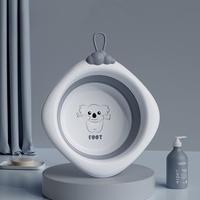 Cada Pliabila pentru Baie pentru Copii, Flippy, Cadita pentru Bebelusi, Model Romb pentru Picioare Koala, Gri, 30x30x3.5 cm, 4L