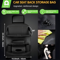 Organizator Spate Scaun Auto, Flippy, Masa Pliabila, Piele Ecologica, Impermeabil, Suport pentru Tableta, Sortare Lucruri si Protejare Tapiterie, 40 x 63cm, Negru
