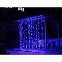 Instalatie Craciun, Tip Perdea, IP44, 6 m x 2 m, 720 LED-uri, Albastru, cu flash, Transformator cu telecomanda, Interconectabila, Prelungitor 5 m inclus, Fir transparent, Interior/ Exterior, Vafy