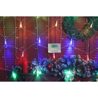 Sectiune Instalatie de Craciun Vafy, Tip Plasa, 80 LED-uri, 2 m x 1 m, 8 jocuri de lumini, Interconectabila, Fir transparent, Multicolor