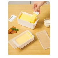 Cutie de Unt, Vafy, cu Capac, Multifunctionala, cu Spatula Portionare, 15.9 x 8.8 x 4.9 cm, Alb