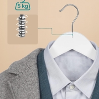 SONGMICS Set de 20 umerase din lemn, cu bara anti-alunecare pentru pantaloni, carlig pivotant la 360°, 45cm, alb