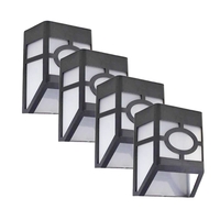 Set 4 Lampi Solare Led pentru Gradina, Flippy, Model Geometric, 11.8 x 8.6 x 5 cm, Buton On-Off, Alb Rece, Negru/Alb