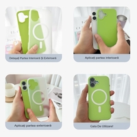 Husa Telefon Jelly Magnetic 2in1, Vafy, Compatibila cu Apple iPhone 17, din PC+TPU, Magsafe, Finisaj Mat, Verde