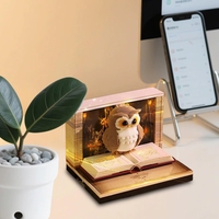 Calendar Interactiv 3D 2026, Flippy, Calendar de Sculptura cu Luminite LED, Bufnita Magic World, pentru Copii, Calendar de Birou Ornamentat, 9 x 9 x 6.8 cm, Maro