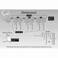 Instalatie Craciun, 15 m, 429 Led-uri ,Franjuri, Rosu / Verde/ Albastru, Flash, Transformator cu telecomanda, Interconectabila, Prelungitor 5 m inclus, Fir Alb, Flippy