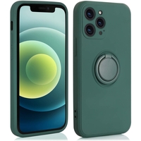 Husa protectie Vafy compatibila cu Apple iPhone 13 Liquid Silicone Ring cu suport rotativ Verde