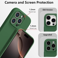 Husa de Protectie, Vafy, pentru iPhone 16 Pro Max, Liquid Silicone, cu Microfibra pe Interior, Protectie Antisoc, Compatibil Incarcare Wireless, Verde