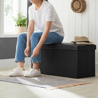 SONGMICS Taburet pliabil cu sezut moale, spatiu de depozitare 80litri, maxim 300kg, 76x38x38cm, negru