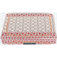 Cutie de Depozitare Pliabila, Flippy,100 L din Bumbac si In, 60X42X40 cm, Fereastra Frontala, 2 Usi de Acces cu Fermoar Bidirectional, Cadru Metalic, Suport Baza Stabil din Plastic, Motiv Traditional Model 3