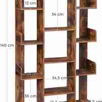 VASAGLE Biblioteca stil arbore, cu 13 rafturi de depozitare, colturi rotunjite, 86x25x140cm, maro rustic