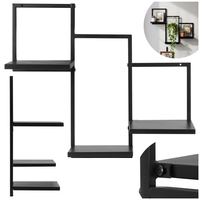 Raft de perete cu 3 polite din MDF si cadru metalic, 58x21x50 cm, negru