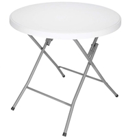 Masa pliabila rotunda pentru gradina sau catering 75x80 cm, HDPE si metal, alb
