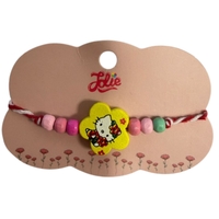 Martisor Bratara Multicolora pentru Copii, Jolie, din Lemn si Textil, Model Pisica