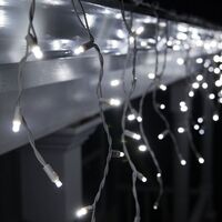 Instalatie Craciun, 40 m, 960 Led-uri ,Franjuri, Alb rece, Flash, Alimentator, Interconectabila, Prelungitor 6.5 m inclus, Fir Alb Cauciucat, 220v, Vafy