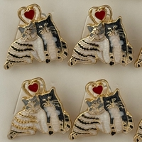 Set 12 Brose Martisor Primavara, Jolie, Model Cuplu de Pisici