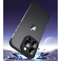 Husa Metalica Edgeless Compatibila cu iPhone 15 Pro, Vafy, Protectie pentru Colturi si Camera, Aliaj, Antisoc, Antizgariere, Negru Metalizat