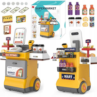 Set magazin pentru copii cu lada si roti, sunete, rafturi multiple, 48x30x58 cm, multicolor