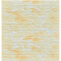 Set 10 Placi Tapet 3D, Flippy, 70 x 77 cm, Grosime 3 mm, din Polietilena, Model Caramida, Suprafata acoperita 5.3 mp, Marmura Galbena