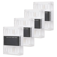 Aplica solara LED pentru Gradina, Flippy, Set 4 Bucati, ABS/Policarbonat, Rezistenta la apa IP65, pentru perete, 1.2V, 600mah, 10x2.5x7 cm, Lumina Alb calda, Transparenta