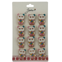 Set 12 Brose Martisor pentru Copii, Jolie, Model Urs Panda cu Floare Multicolora