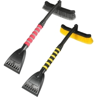Perie de Zapada cu Racleta pentru Masina, Flippy, Multifunctionala, Rotativa, Demontabila, cu Maner Antiderapant, Aluminiu, Plastic, Fragmentarea Ghetii de pe Parbriz, Solutia pentru Iarna, pentru Dezghetare, 54x10.5x27 cm, Rosie