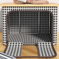 Cutie de Depozitare Pliabila, Flippy, Cu fermoar Bidirectional, 24 L, Textil, 40x30x20 cm, Cadru Metalic, o Fereastra, Suport Baza Stabil din Plastic, Design Zebra, Alb Negru