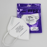 Set 12 bucati Masca de protectie faciala, Flippy®️, de unica folosinta, FFP2 CE 2163, 5 straturi, nesterila, ambalaj individual, Alb